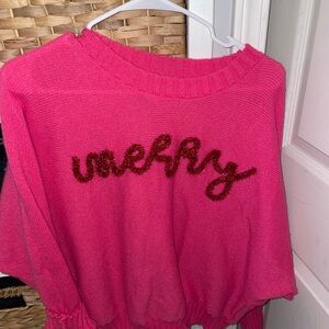 Oversized Knit Pink Christmas Sweater